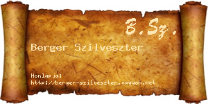 Berger Szilveszter névjegykártya